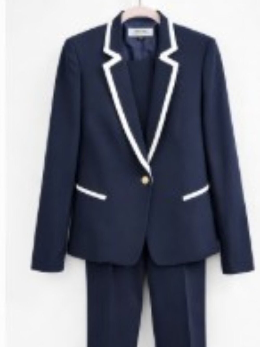 Tahari Navy Blazer with White Trim – Size 6